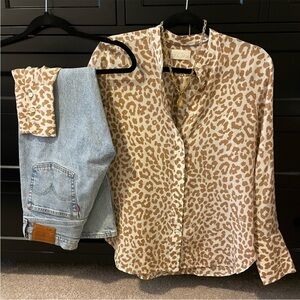 J crew animal print silk blouse